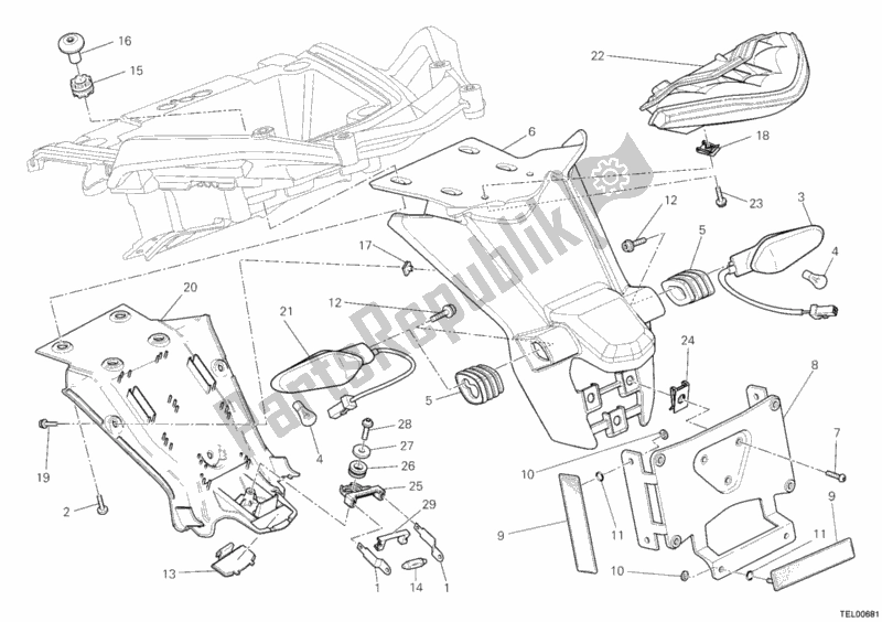 All parts for the Number Plate Holder - Tail Light of the Ducati Multistrada 1200 ABS USA 2012